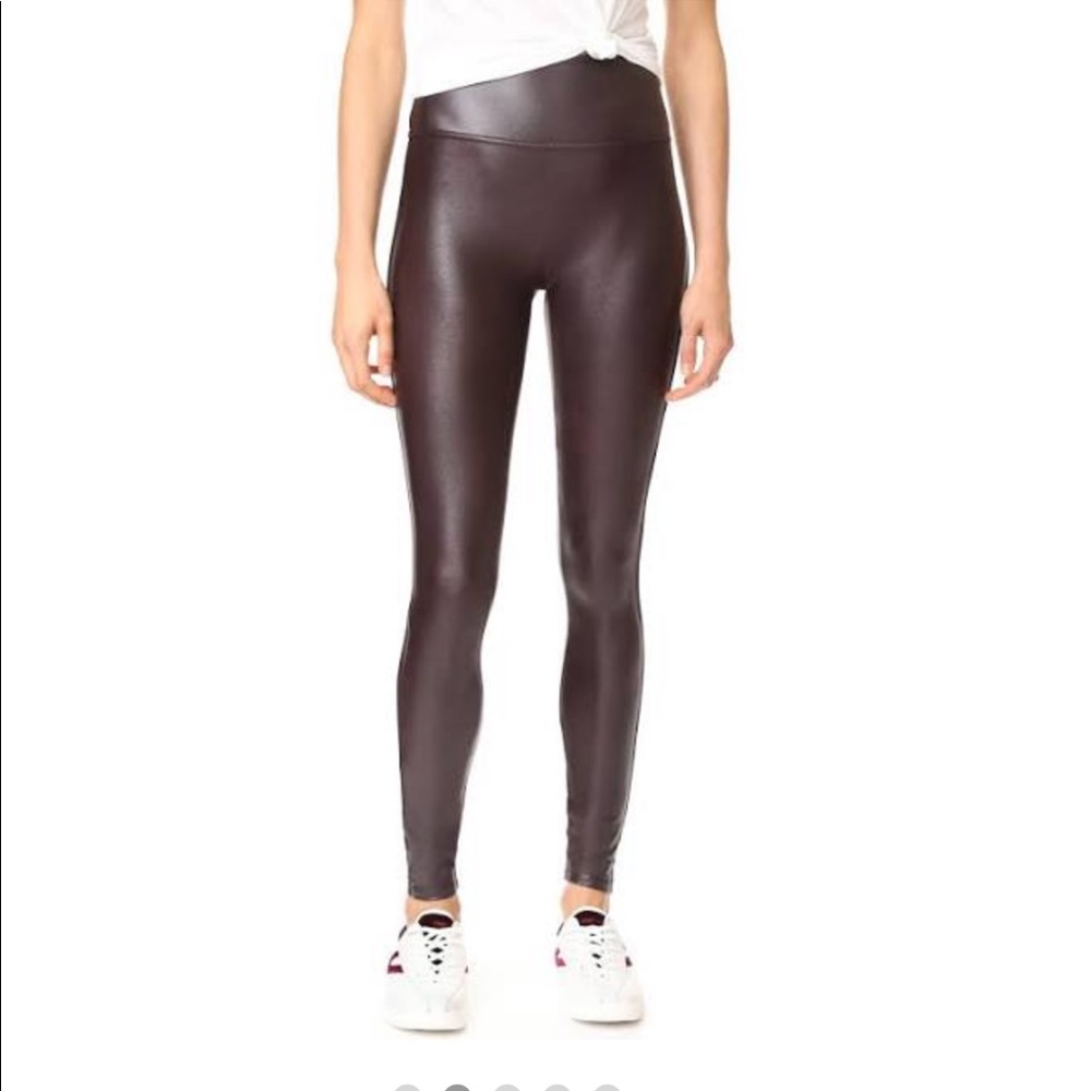 Spanx Wine Burgundy Faux Leather Leggings Size S P